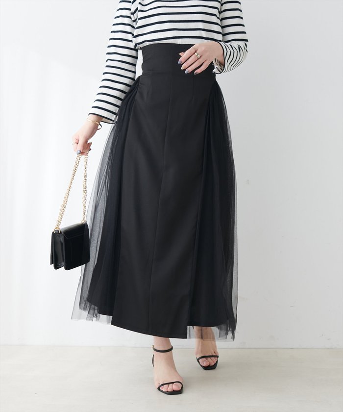 ナイスクラップ NICE CLAUP 【natural couture】チュールコンビスカート （GBE） GBE