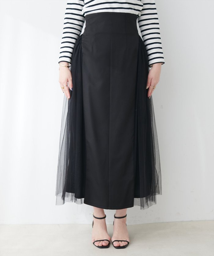 ナイスクラップ NICE CLAUP 【natural couture】チュールコンビスカート （GBE） GBE