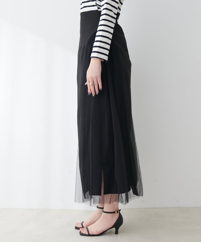 ナイスクラップ NICE CLAUP 【natural couture】チュールコンビスカート （GBE） GBE