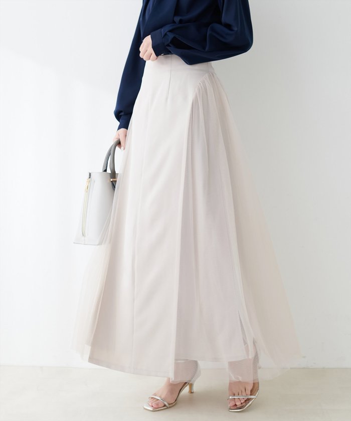 ナイスクラップ NICE CLAUP 【natural couture】チュールコンビスカート （GBE） GBE