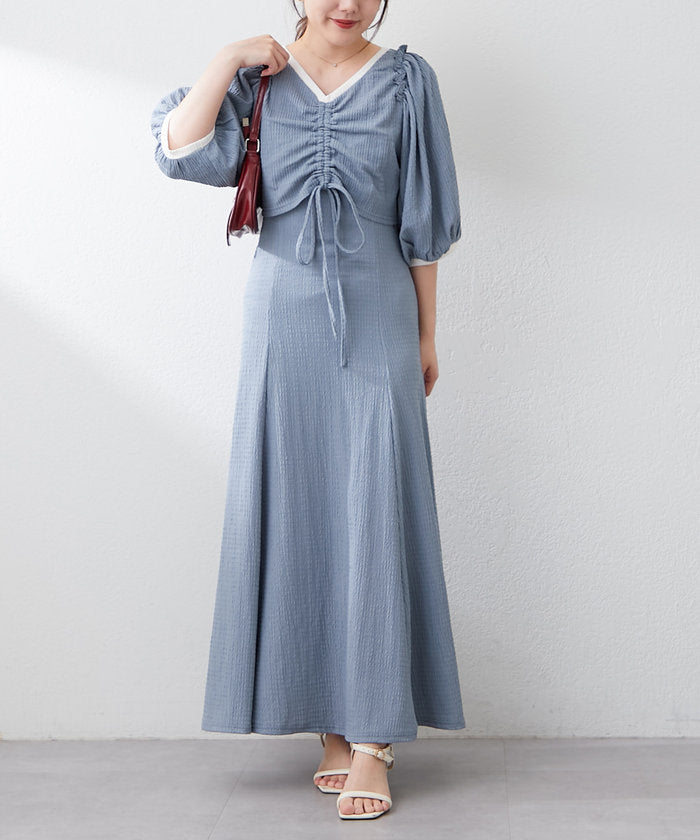 ナイスクラップ NICE CLAUP 【セットアイテム】【RMAF】配色カットジャガードワンピース （BK） BK