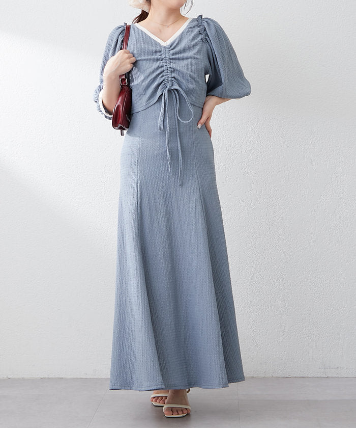 ナイスクラップ NICE CLAUP 【セットアイテム】【RMAF】配色カットジャガードワンピース （BK） BK