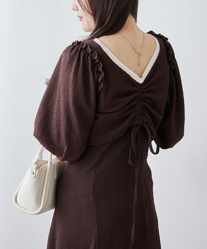ナイスクラップ NICE CLAUP 【セットアイテム】【RMAF】配色カットジャガードワンピース （BK） BK
