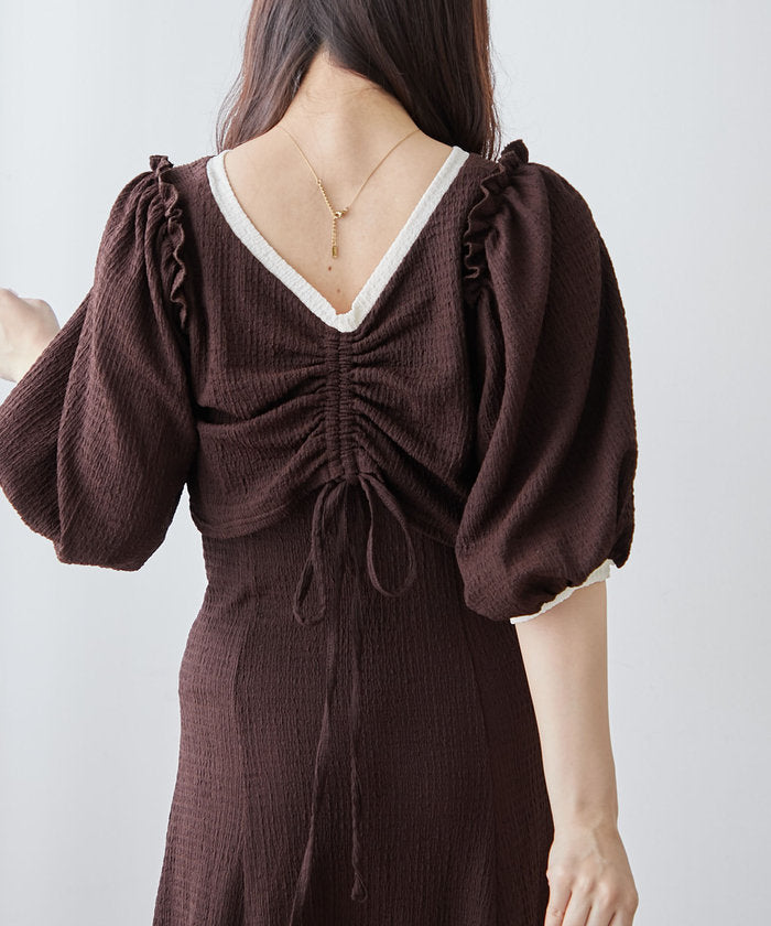 ナイスクラップ NICE CLAUP 【セットアイテム】【RMAF】配色カットジャガードワンピース （BK） BK