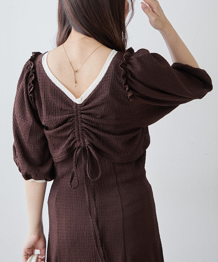 ナイスクラップ NICE CLAUP 【セットアイテム】【RMAF】配色カットジャガードワンピース （BK） BK