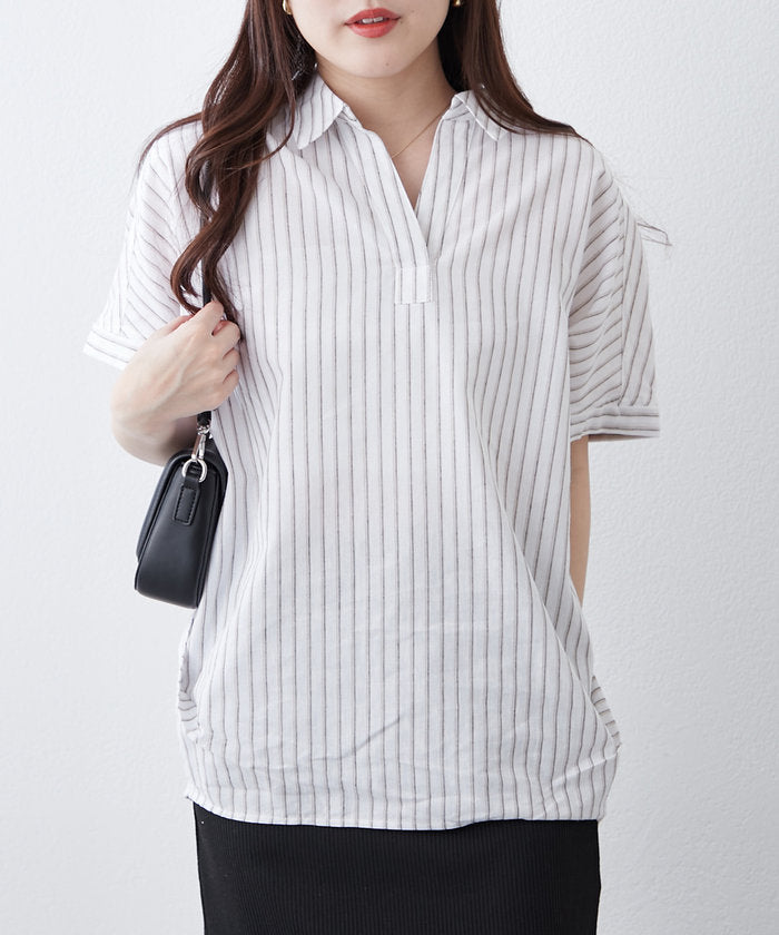 ナイスクラップ NICE CLAUP シンプルで使いやすいのに大人高見え！スキッパーシャツ （RM） RM
