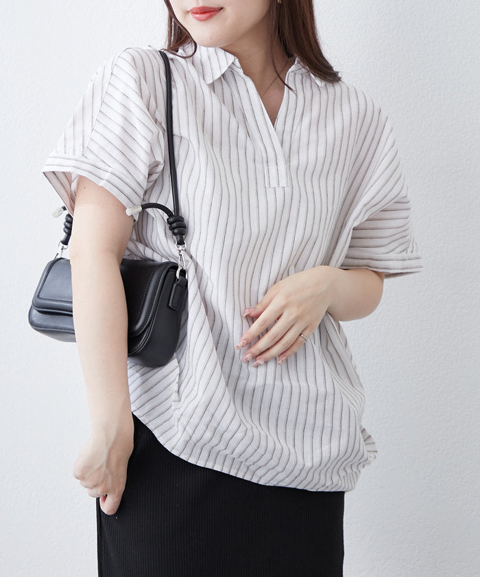 ナイスクラップ NICE CLAUP シンプルで使いやすいのに大人高見え！スキッパーシャツ （RM） RM