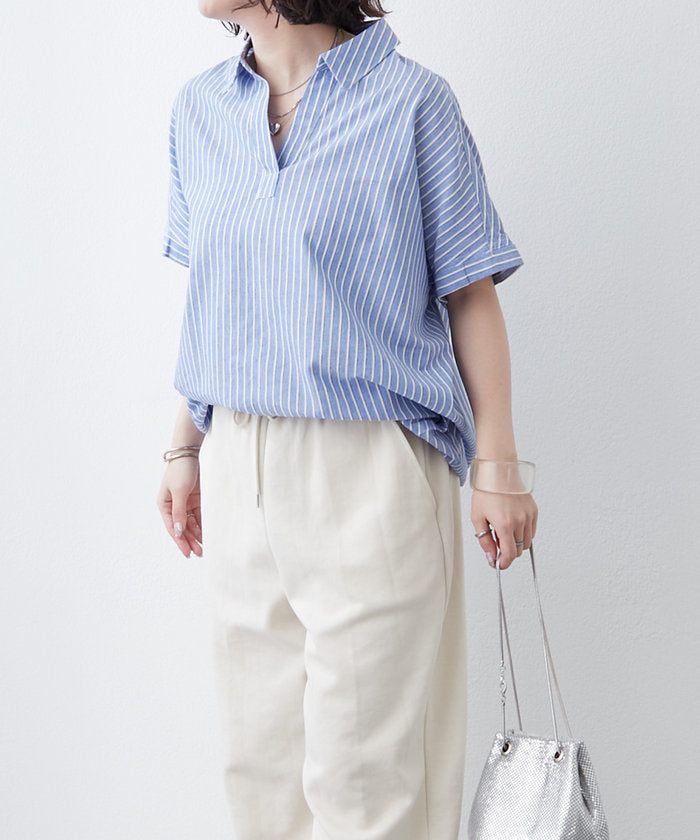 ナイスクラップ NICE CLAUP シンプルで使いやすいのに大人高見え！スキッパーシャツ （RM） RM
