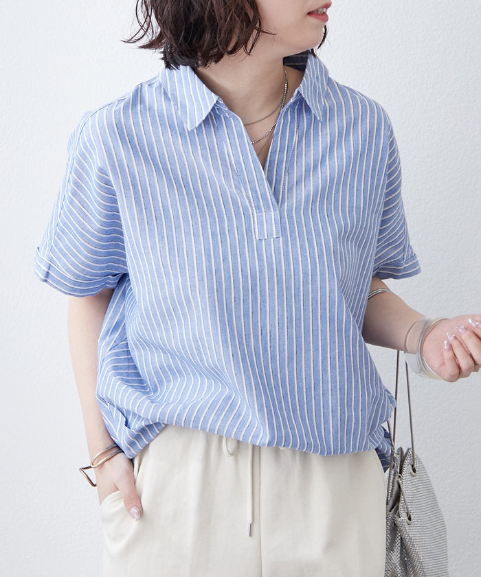 ナイスクラップ NICE CLAUP シンプルで使いやすいのに大人高見え！スキッパーシャツ （RM） RM