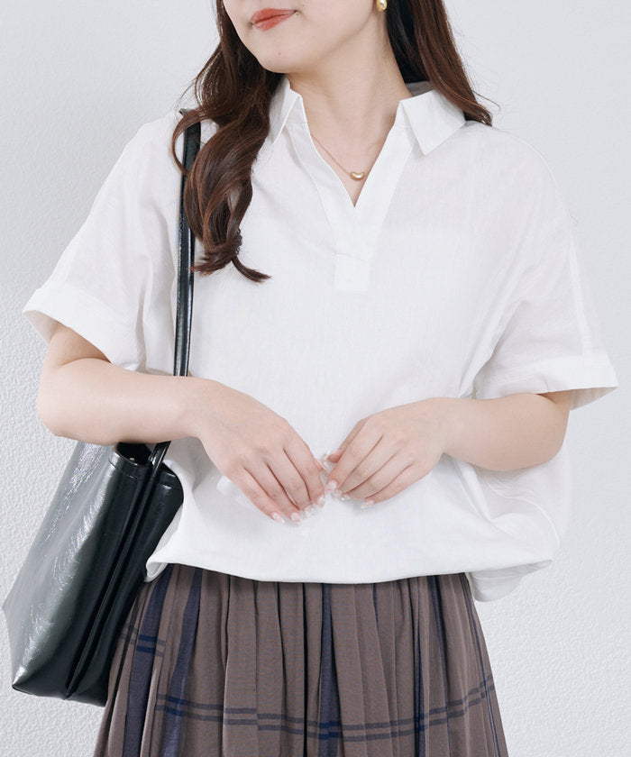 ナイスクラップ NICE CLAUP シンプルで使いやすいのに大人高見え！スキッパーシャツ （RM） RM