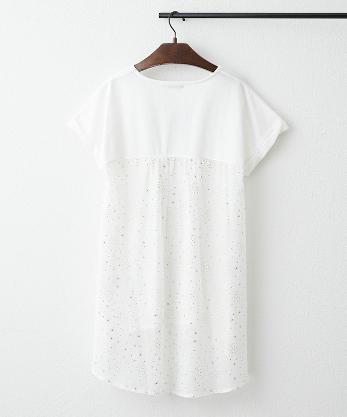 ナイスクラップ NICE CLAUP 大人の遊び心くすぐる異素材切替Tシャツ （BK） BK