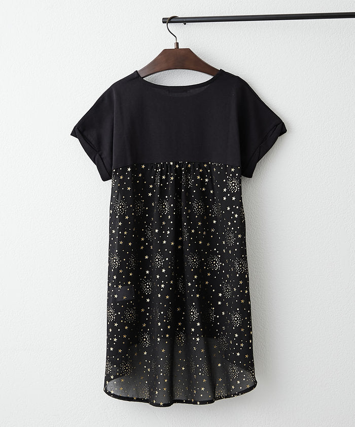 ナイスクラップ NICE CLAUP 大人の遊び心くすぐる異素材切替Tシャツ （BK） BK