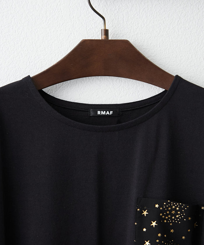 ナイスクラップ NICE CLAUP 大人の遊び心くすぐる異素材切替Tシャツ （BK） BK