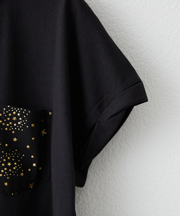 ナイスクラップ NICE CLAUP 大人の遊び心くすぐる異素材切替Tシャツ （BK） BK
