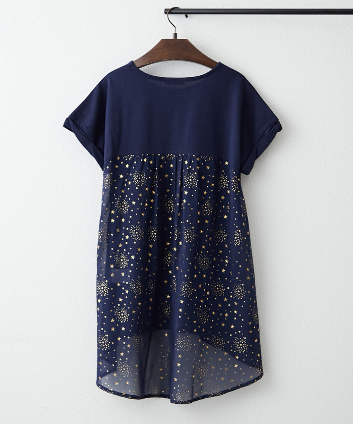 ナイスクラップ NICE CLAUP 大人の遊び心くすぐる異素材切替Tシャツ （BK） BK