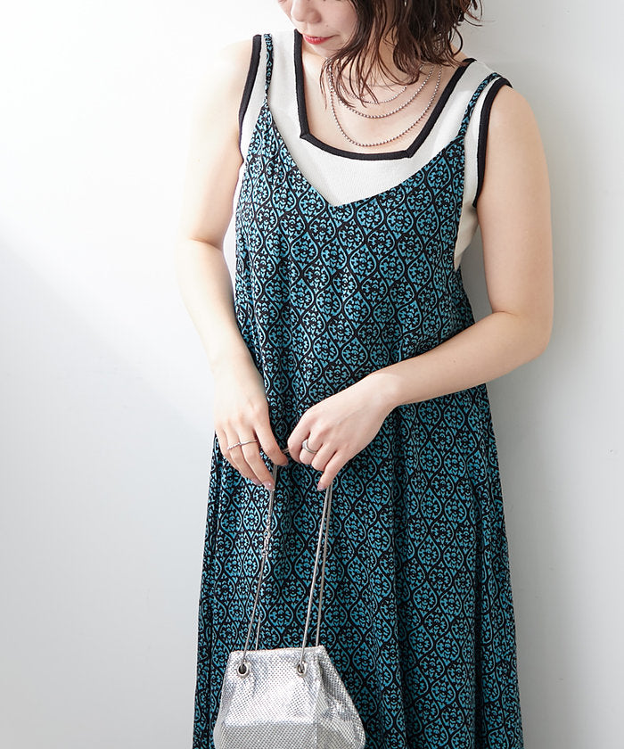ナイスクラップ NICE CLAUP 【WEB限定】総柄レーヨンキャミジャンスカ （OR） OR