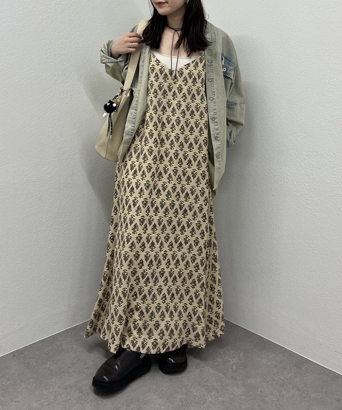 ナイスクラップ NICE CLAUP 【WEB限定】総柄レーヨンキャミジャンスカ （OR） OR