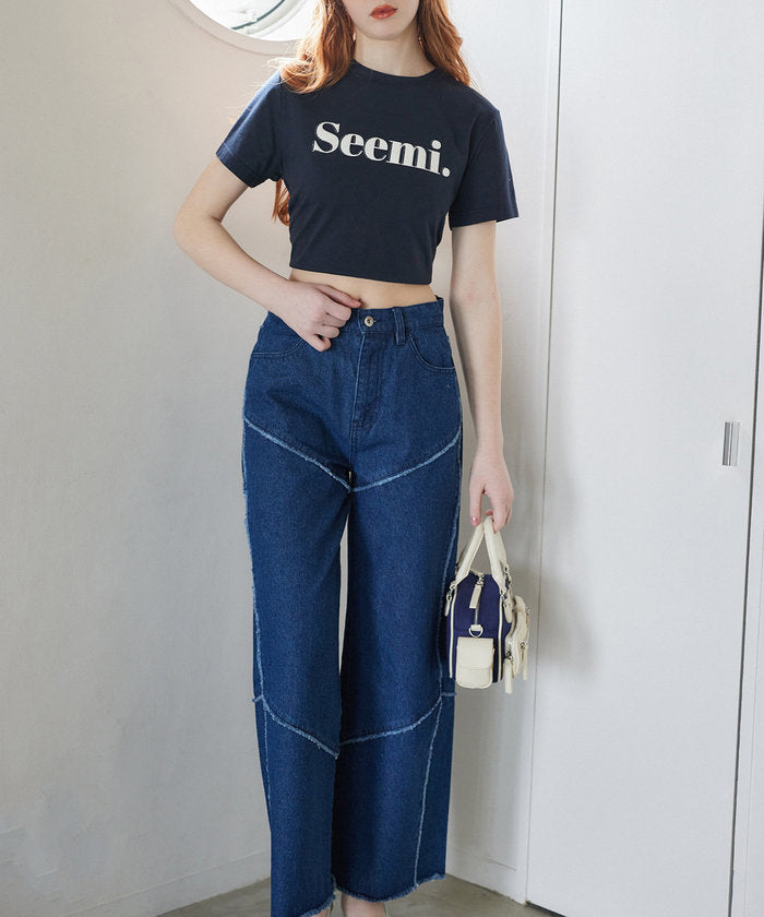 ナイスクラップ NICE CLAUP 【Seemi.】ワイドデニムパンツ （NVY） NVY