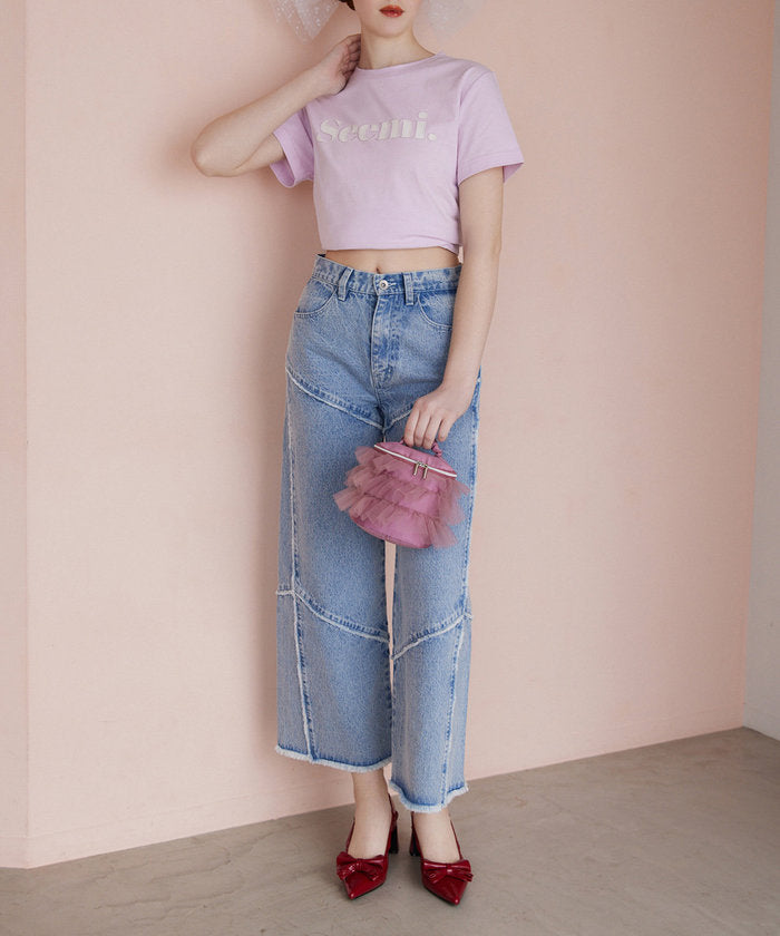 ナイスクラップ NICE CLAUP 【Seemi.】ワイドデニムパンツ （NVY） NVY