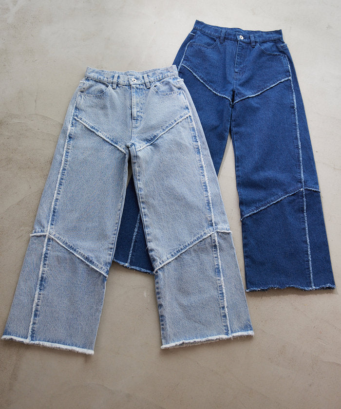 ナイスクラップ NICE CLAUP 【Seemi.】ワイドデニムパンツ （NVY） NVY