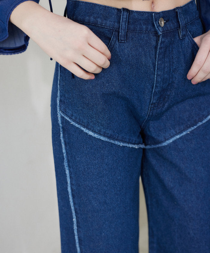 ナイスクラップ NICE CLAUP 【Seemi.】ワイドデニムパンツ （NVY） NVY