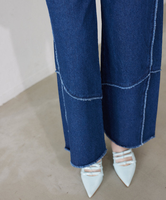 ナイスクラップ NICE CLAUP 【Seemi.】ワイドデニムパンツ （NVY） NVY