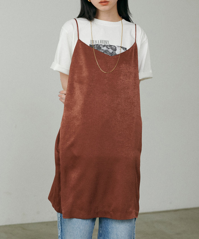 ナイスクラップ NICE CLAUP 【LARUTA】マットバックサテンチュニックワンピース （BR） BR