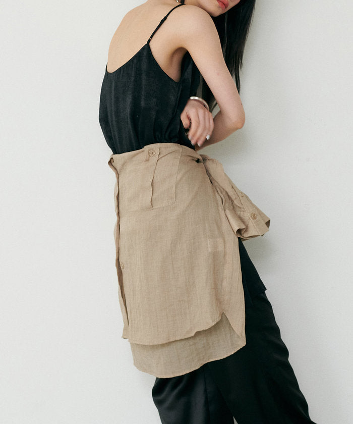 ナイスクラップ NICE CLAUP 【LARUTA】マットバックサテンチュニックワンピース （BR） BR