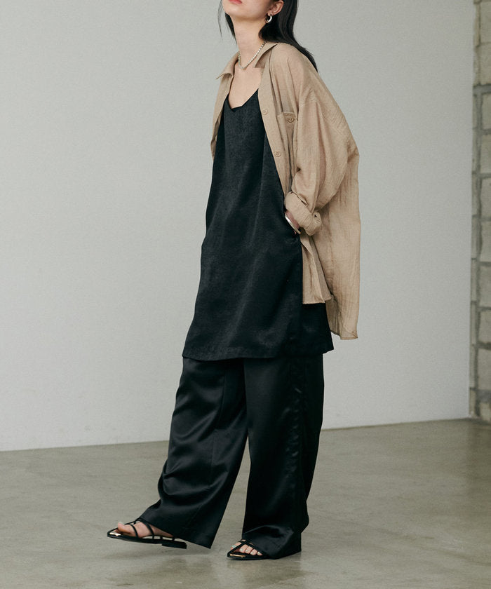 ナイスクラップ NICE CLAUP 【LARUTA】マットバックサテンチュニックワンピース （BR） BR