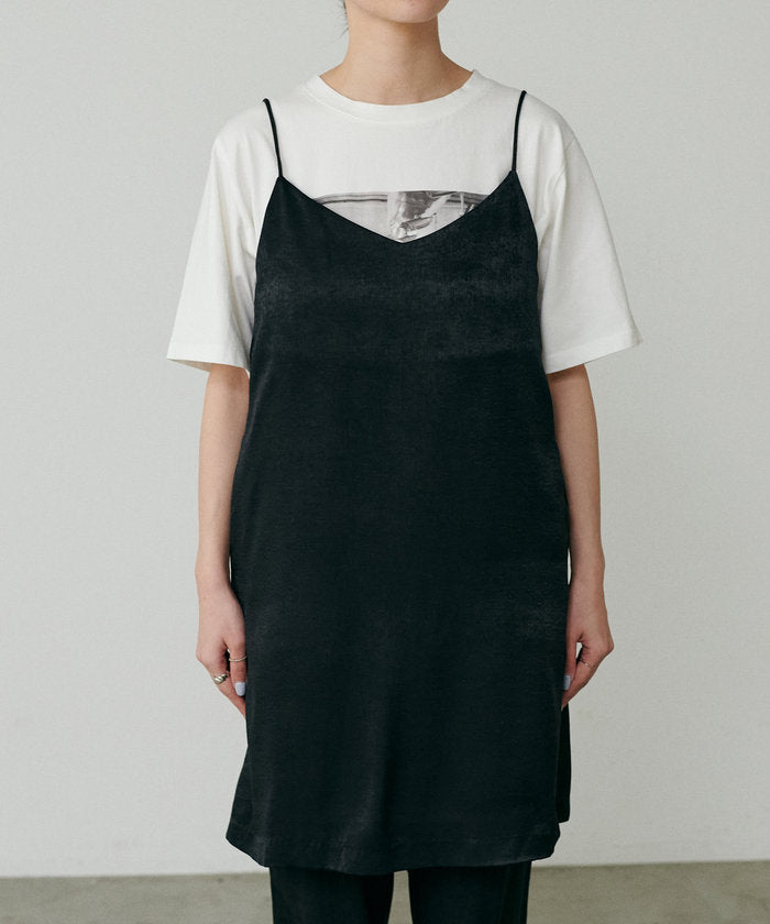 ナイスクラップ NICE CLAUP 【LARUTA】マットバックサテンチュニックワンピース （BR） BR