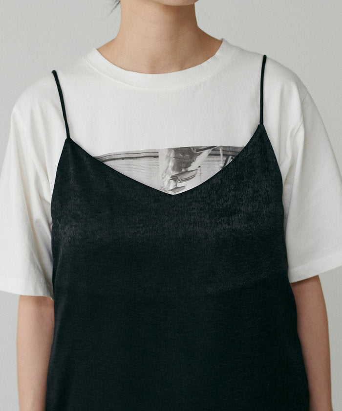 ナイスクラップ NICE CLAUP 【LARUTA】マットバックサテンチュニックワンピース （BR） BR