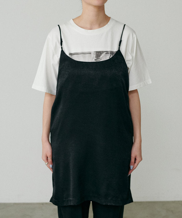 ナイスクラップ NICE CLAUP 【LARUTA】マットバックサテンチュニックワンピース （BR） BR