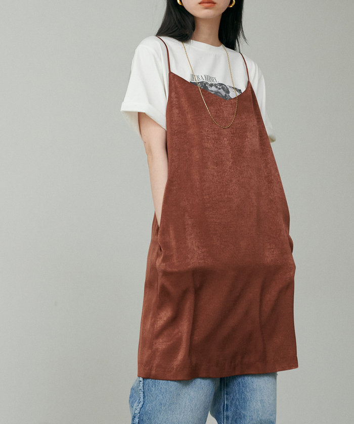 ナイスクラップ NICE CLAUP 【LARUTA】マットバックサテンチュニックワンピース （BR） BR