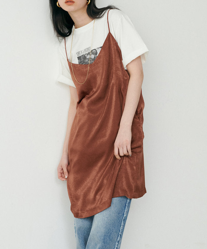 ナイスクラップ NICE CLAUP 【LARUTA】マットバックサテンチュニックワンピース （BR） BR