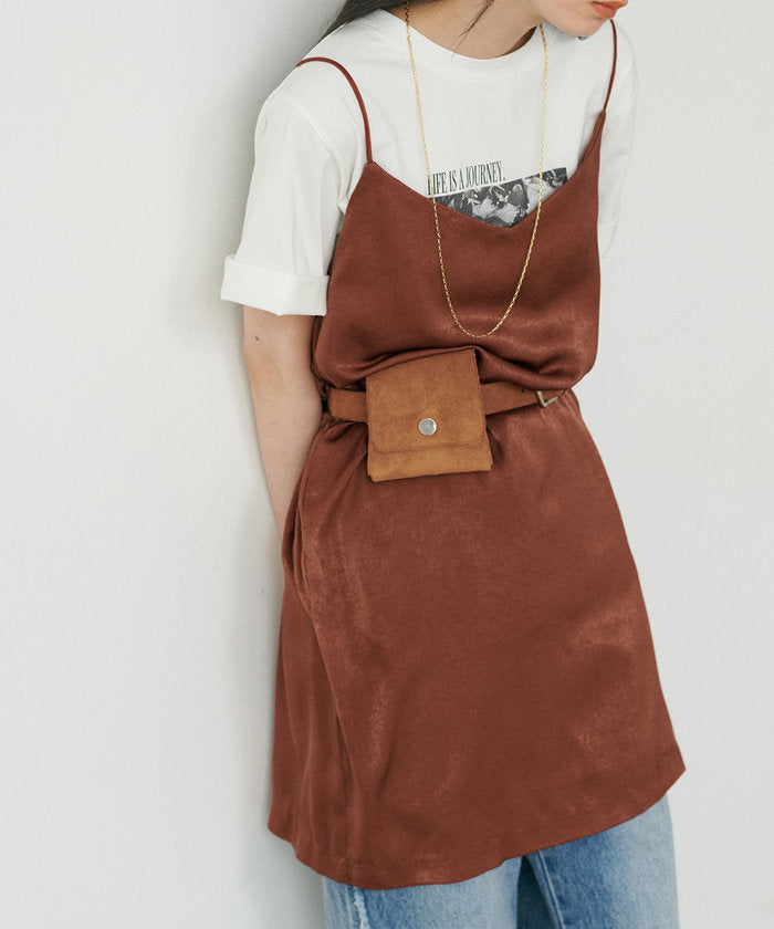 ナイスクラップ NICE CLAUP 【LARUTA】マットバックサテンチュニックワンピース （BR） BR