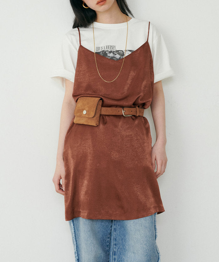 ナイスクラップ NICE CLAUP 【LARUTA】マットバックサテンチュニックワンピース （BR） BR