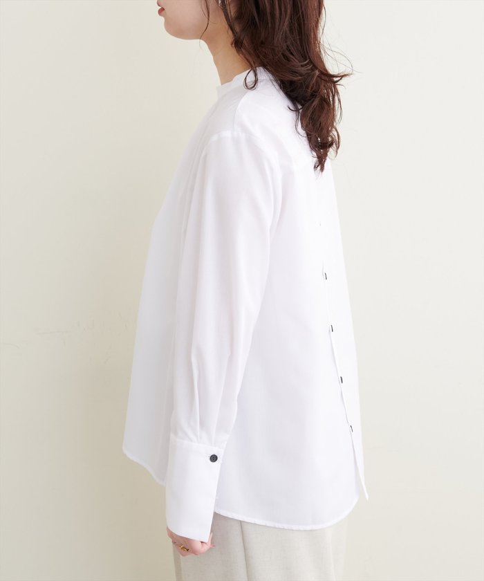 ナイスクラップ NICE CLAUP 【natural couture】バック釦スタンドカラーシャツ （OFF） OFF