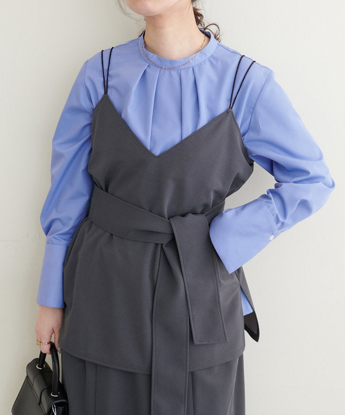ナイスクラップ NICE CLAUP 【natural couture】バック釦スタンドカラーシャツ （OFF） OFF