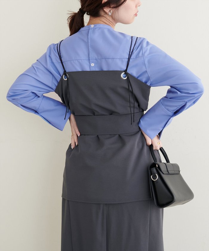 ナイスクラップ NICE CLAUP 【natural couture】バック釦スタンドカラーシャツ （OFF） OFF