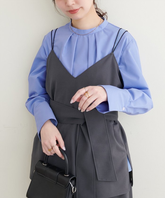 ナイスクラップ NICE CLAUP 【natural couture】バック釦スタンドカラーシャツ （OFF） OFF