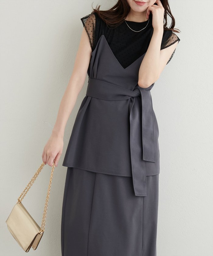 ナイスクラップ NICE CLAUP 【natural couture】キャミ+タイトスカート SET （GY） GY