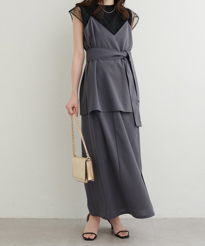 ナイスクラップ NICE CLAUP 【natural couture】キャミ+タイトスカート SET （GY） GY