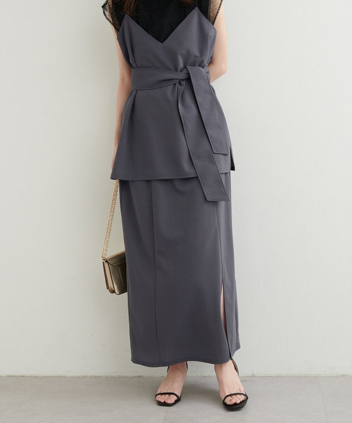 ナイスクラップ NICE CLAUP 【natural couture】キャミ+タイトスカート SET （GY） GY