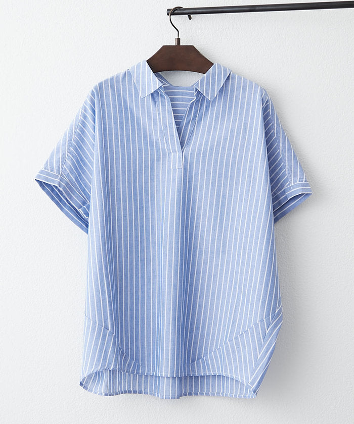 ナイスクラップ NICE CLAUP 【10色展開！】シンプルで使いやすいのに大人高見え！リネン混スキッパーシャツ （BVT） BVT