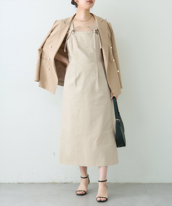ナイスクラップ NICE CLAUP 【natural couture】リボンディティールジャンスカワンピース （GY） GY