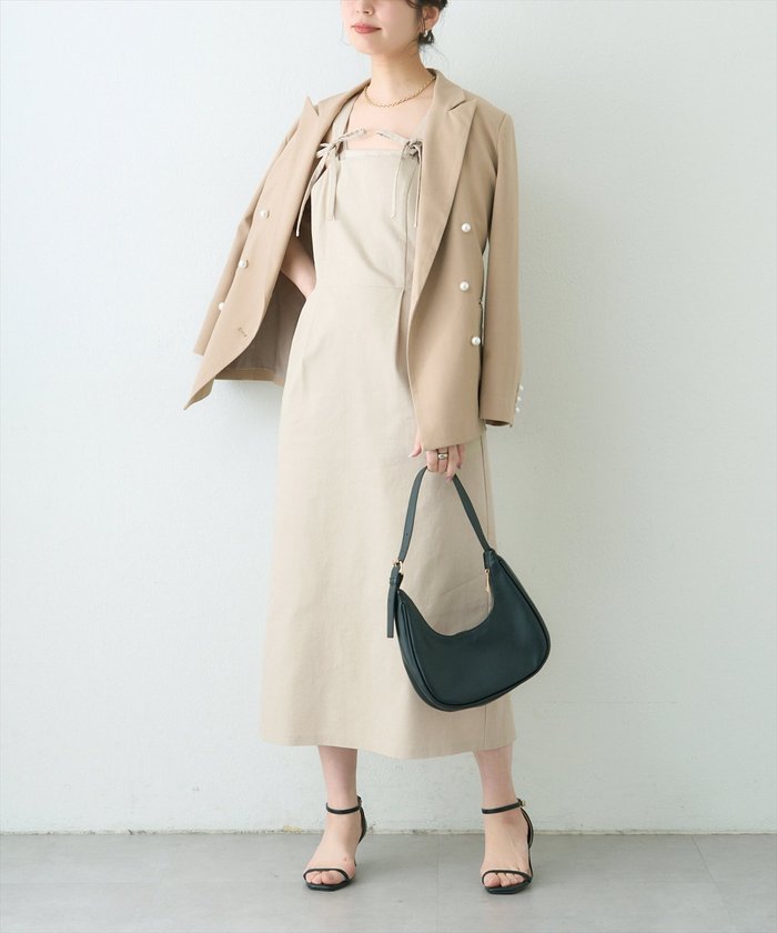 ナイスクラップ NICE CLAUP 【natural couture】リボンディティールジャンスカワンピース （GY） GY