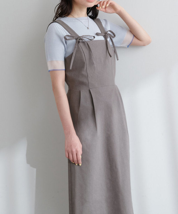 ナイスクラップ NICE CLAUP 【natural couture】リボンディティールジャンスカワンピース （GY） GY