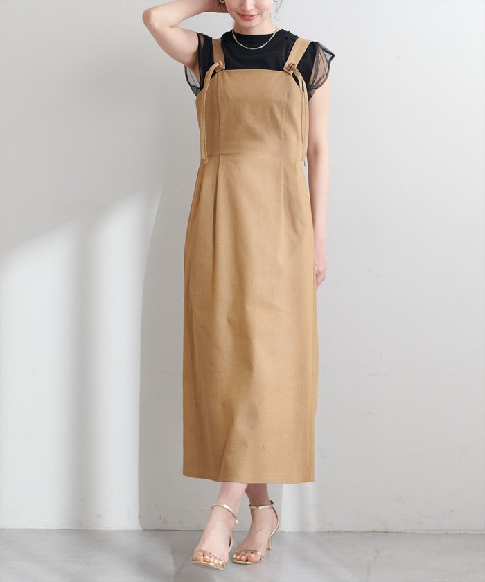 ナイスクラップ NICE CLAUP 【natural couture】リボンディティールジャンスカワンピース （GY） GY