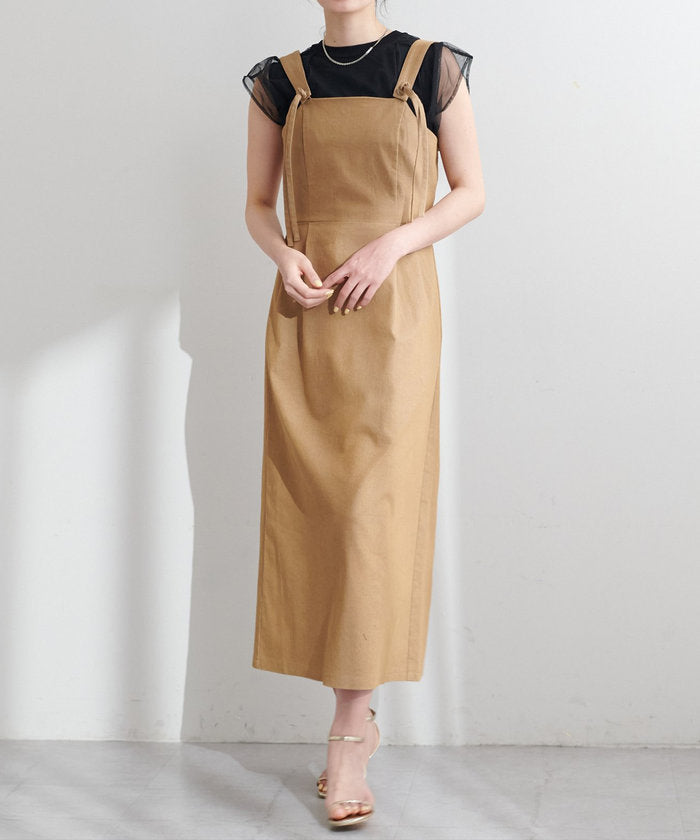 ナイスクラップ NICE CLAUP 【natural couture】リボンディティールジャンスカワンピース （GY） GY