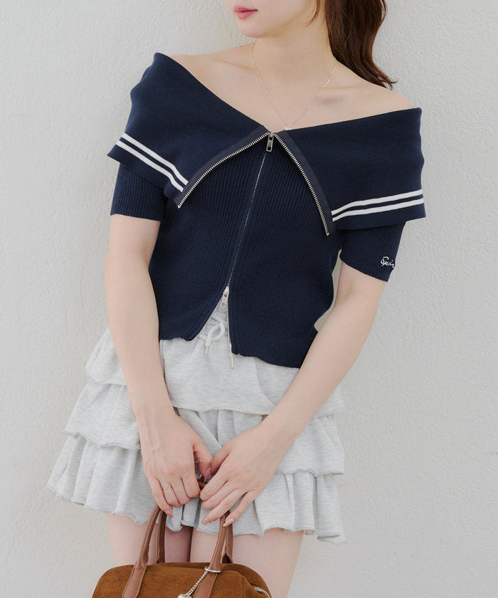 ナイスクラップ NICE CLAUP ライン入りWZIPポロ （BRD） BRD